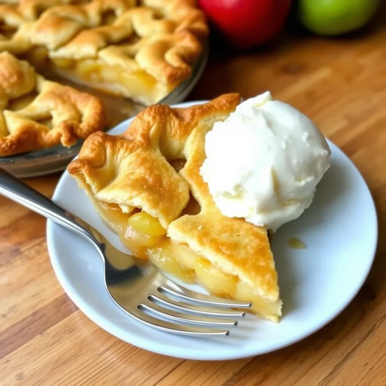 Golden baked classic apple pie with a lattice crust on a wooden table.