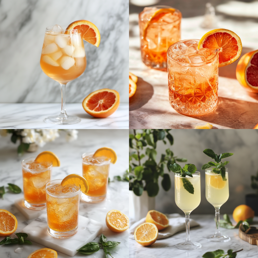 Refreshing Non-Alcoholic Hugo Spritz served in a wine glass with mint and lime.